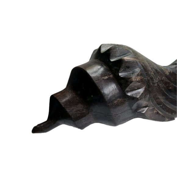 Hand Carved Ironwood Conch Sea Shell Nautical Beach Decor 9" Long - Picture 2 of 7